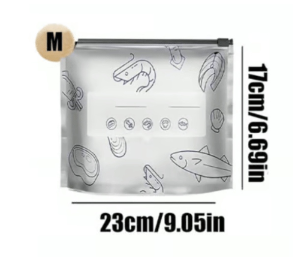 (30pcs )Reusable Aluminum Foil Sealable Storage Bags, 2025 New Resealable Vacuum Zipper Pouches for Food, Stand Up Foil Sealable Bags with Label and Zip Lock for Vegetable Fruit Meat