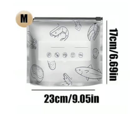 (30pcs )Reusable Aluminum Foil Sealable Storage Bags, 2025 New Resealable Vacuum Zipper Pouches for Food, Stand Up Foil Sealable Bags with Label and Zip Lock for Vegetable Fruit Meat