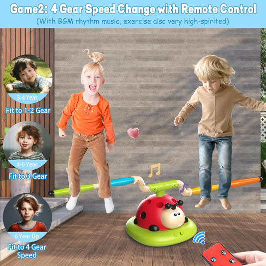 3 In 1 Musical Jump, Ring Toss Game, Stomps & Rocket Launcher for Kids