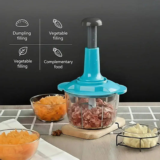 Multi-Functional Hand Press Manual Plastic Chopper 1.5L